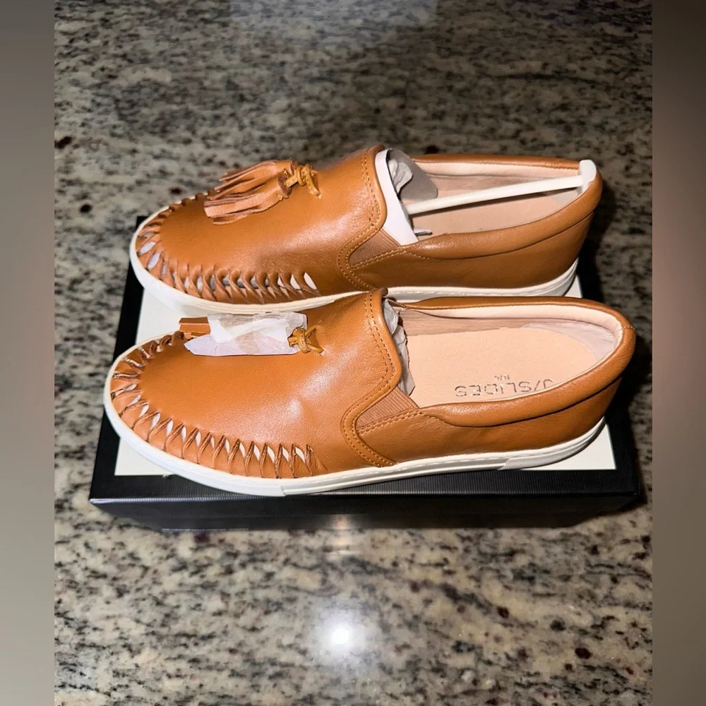 Women’s J Slides Aztec Tan Leather Slip-On Sneakers - Picture 4 of 4
